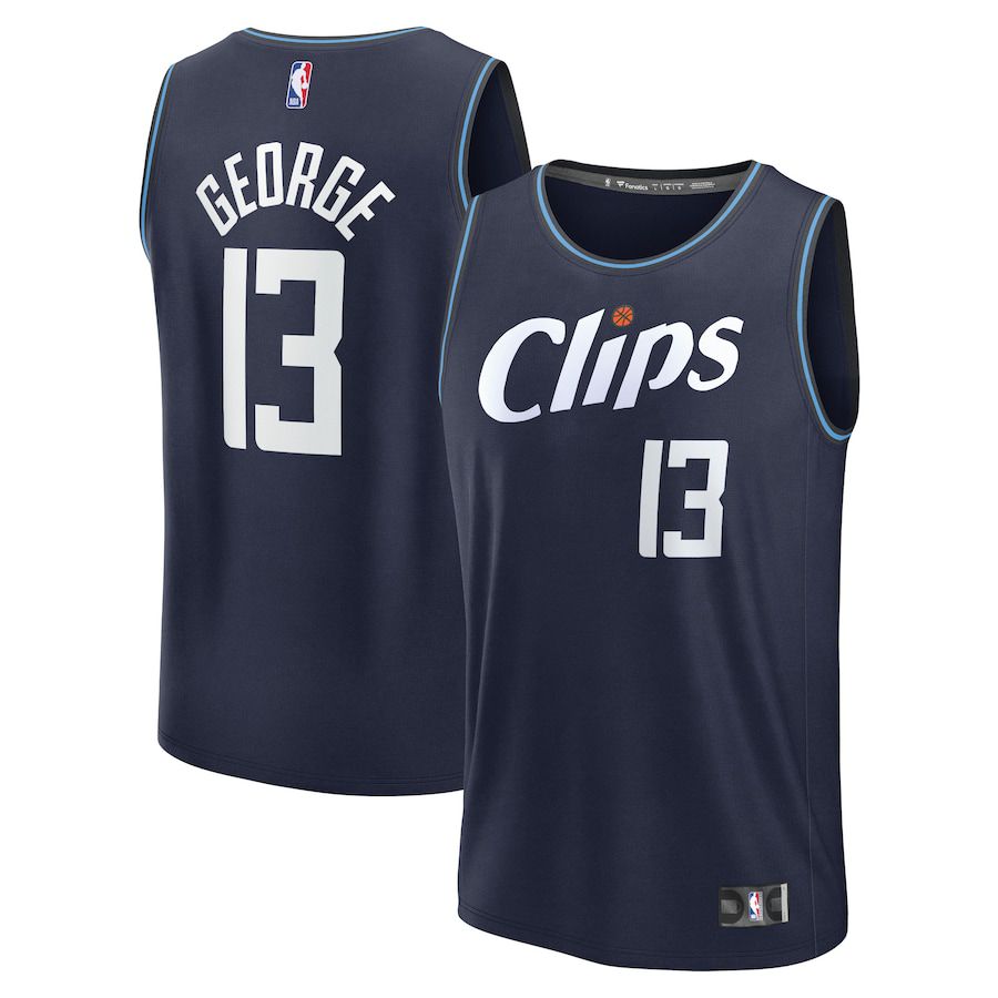 Men LA Clippers #13 Paul George Fanatics Branded Navy City Edition 2023-24 Fast Break NBA Jersey